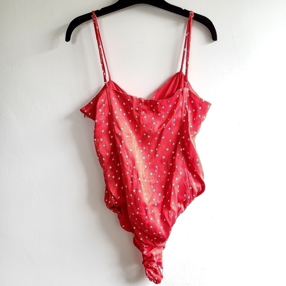New Zara Satin Effect Stars Bodysuit Red NWT Size Medium - Picture 10 of 13